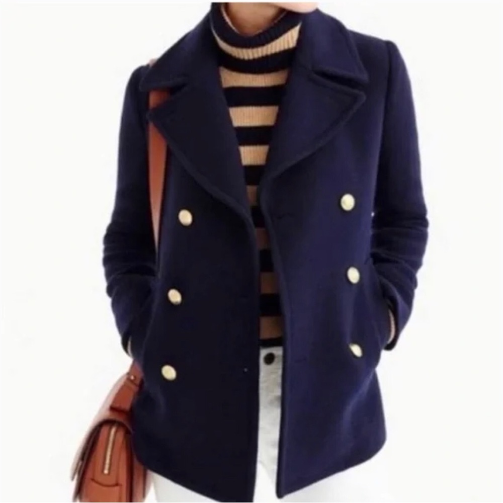 Jcrew Classic Stadium Cloth Double Buttons Peacoat 00p Navy